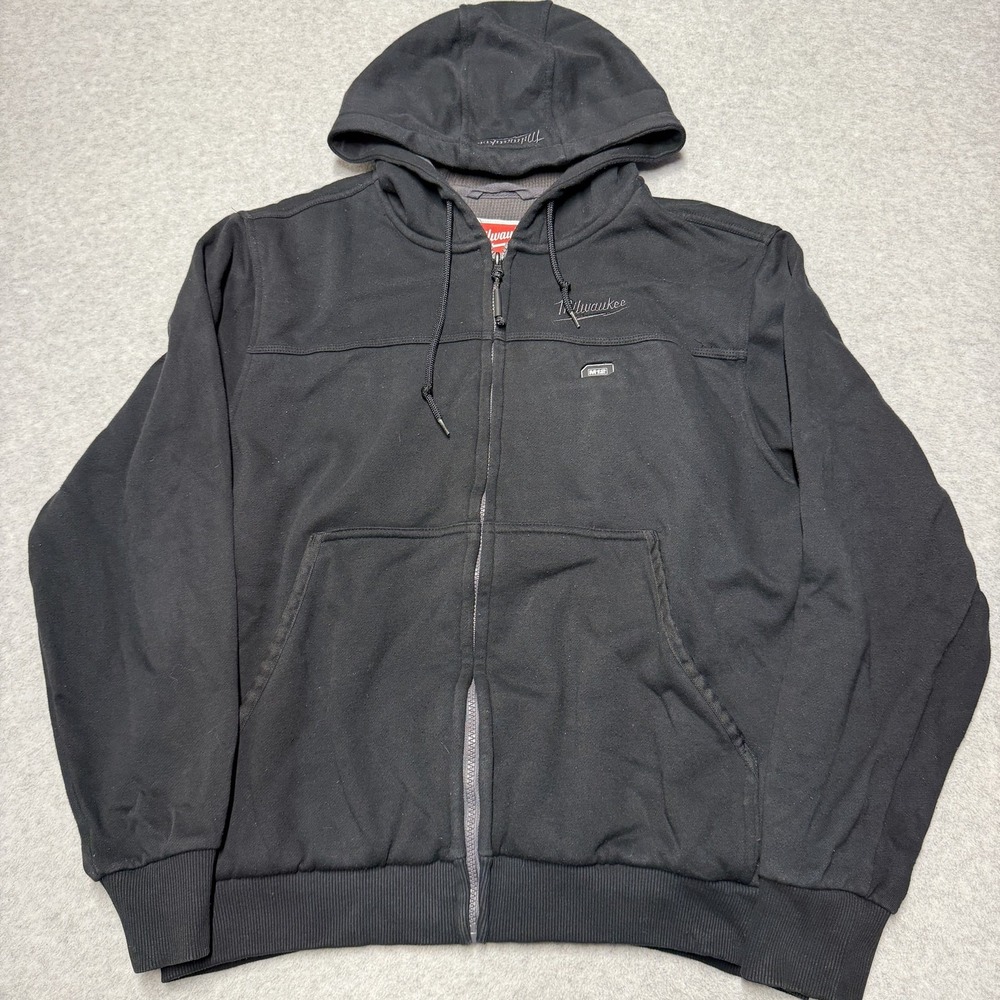 Milwaukee Hoodie Mens Large Black M12 Heated Gear Full Zip Workwear Sweatshirt